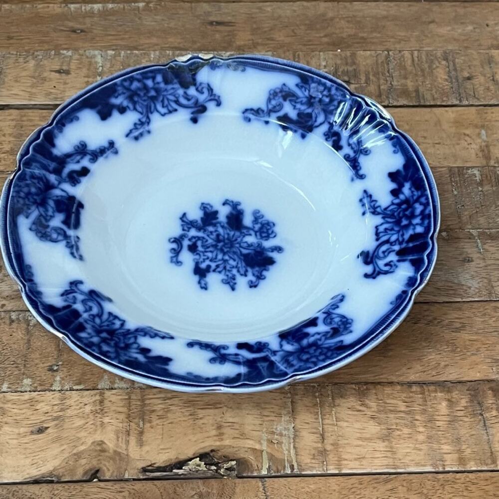 Antique Flow Blue Round Bowl 8.5" by Thomas Hughes Read condition